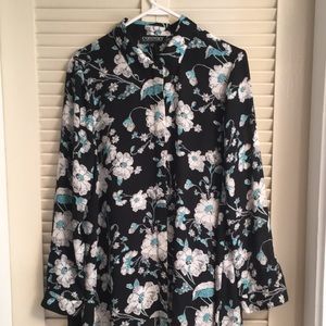 Flower Print Button Down Tunic Shirt Lord & Taylor